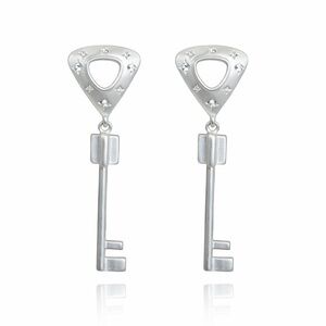 Elegant Silver Key Drop Earrings